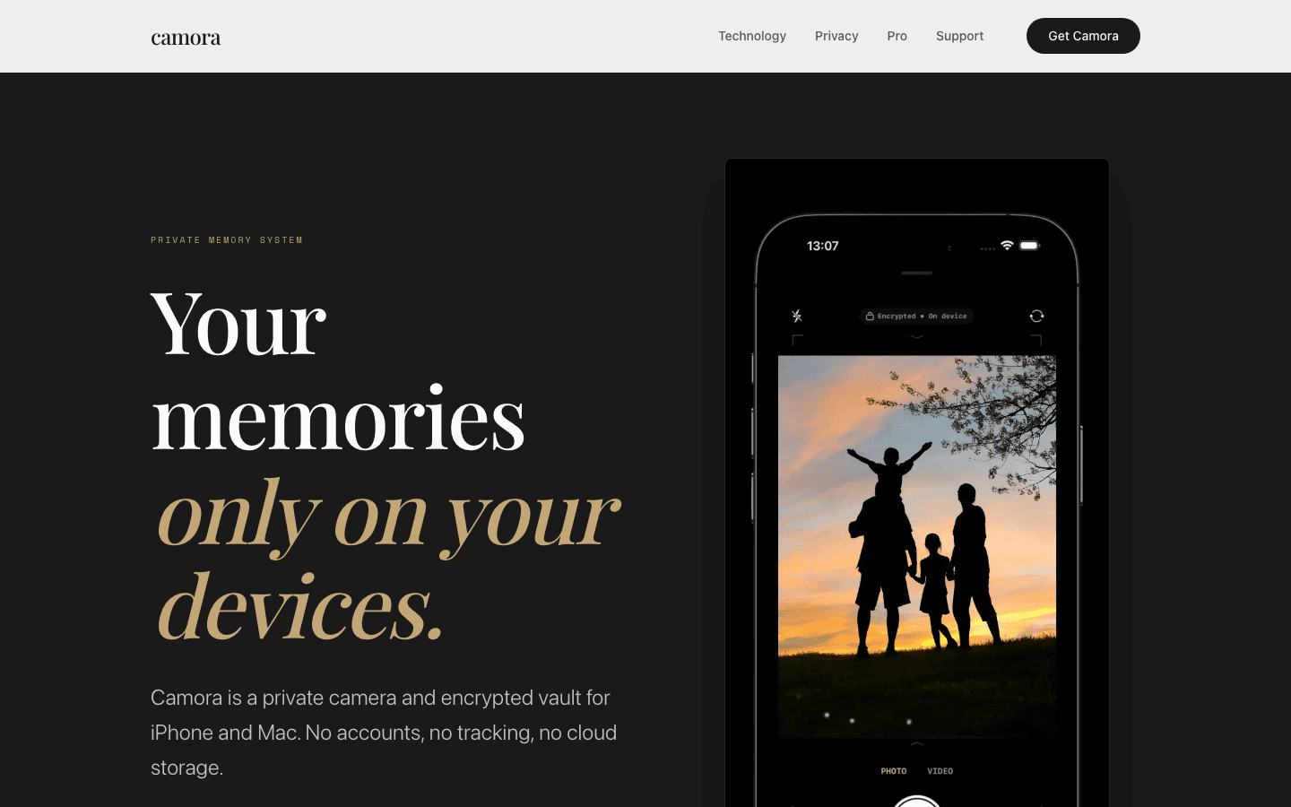 Screenshot of Camora