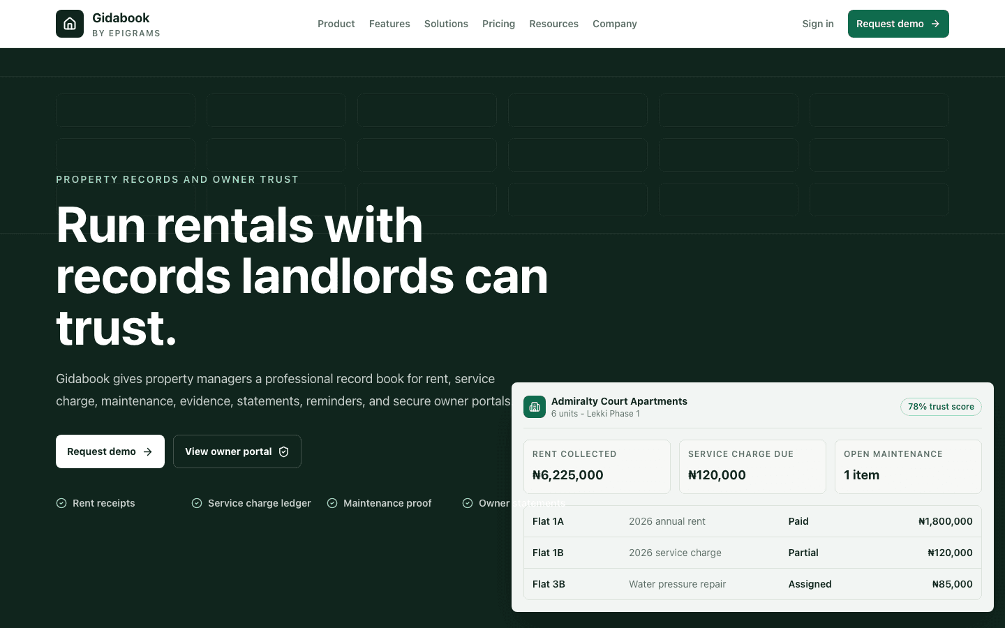 Screenshot of Gidabook