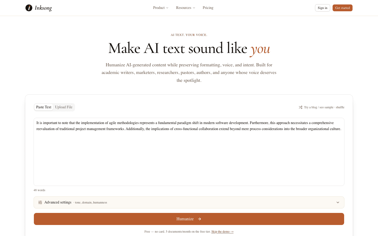 Screenshot of Inksong