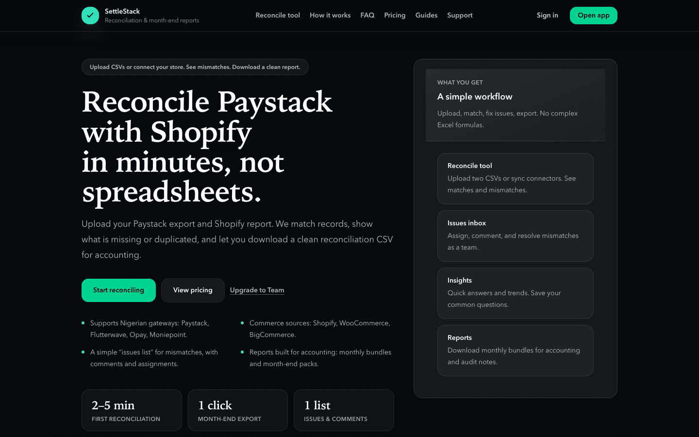 Screenshot of SettleStack